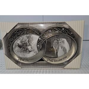 Fetco Picture Frame Pewter Wedding Double‎ Rings Two Shall Become One New